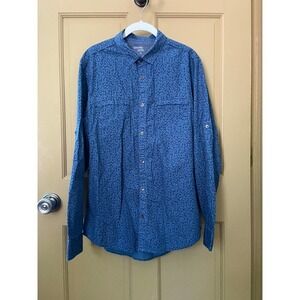 Calvin Klein Button Up Blue Floral Print Shirt Men's Size Medium